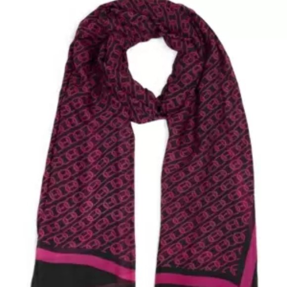 Calvin Klein Chain-Print Chiffon Oblong Scarf in Black NWT MSRP $44 - Picture 1 of 4